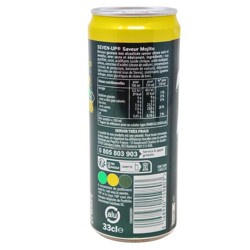7up Mojito (France) 330mL - 24 Pack Nutrition Facts Ingredients