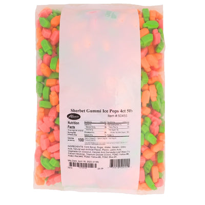 Albanese Gummi Sherbet Ice Pops 5lbs - 1 Pack Nutrition Facts Ingredients - Albanese Gummy - Albanese Candy - Gummies -Gummy Candy - Bulk Candy - Candy Store