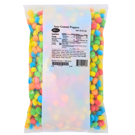 Albanese Sour Gummi Poppers 5lbs - 1 Bag Nutrition Facts - Ingredients