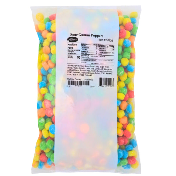 Albanese Sour Gummi Poppers 5lbs - 1 Bag Nutrition Facts - Ingredients
