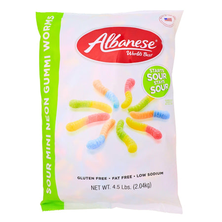 Albanese Sour Mini Neon Gummi Worms - 1 Bag