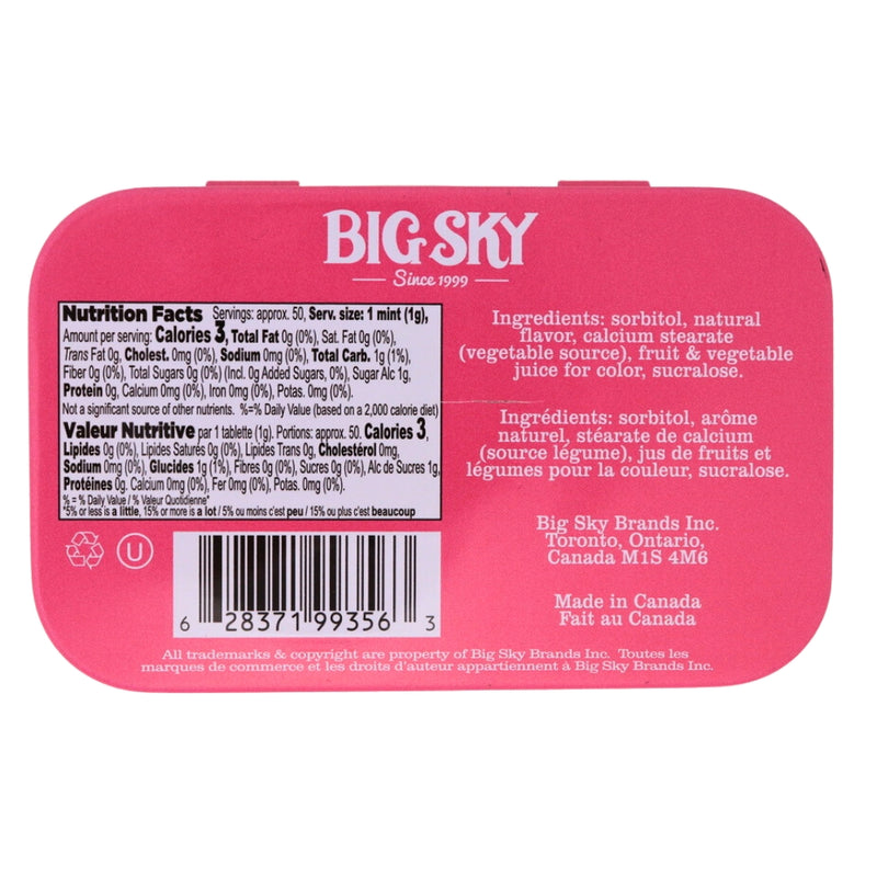 Big Sky Mints Bubble Gum - 50g - 6 Pack Nutrition Facts Ingredients
