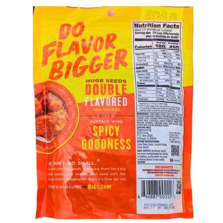 BIGS Buffalo Wings Sunflower Seeds 5.35oz - 12 Pack Nutrition Facts Ingredients