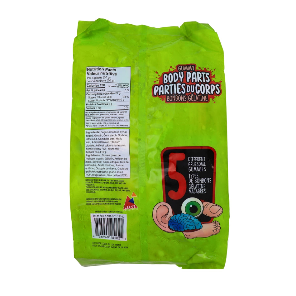 Gummy Body Parts 55ct 412g - 1 Pack Nutrition Facts Ingredients - Gummies - Gummy Candy - Candy Store - Halloween Candy - Wholesale Candy