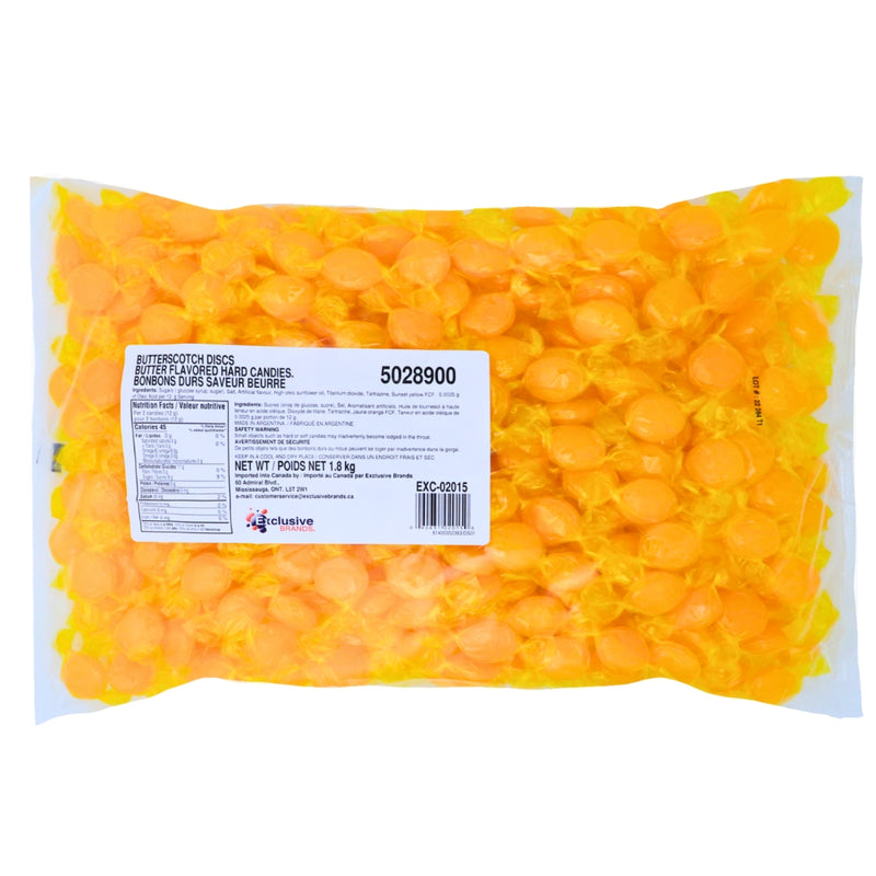 Butterscotch Discs Hard Candy 1.8kg - 1 Bag Nutrition Facts - Ingredients-Bulk Candy