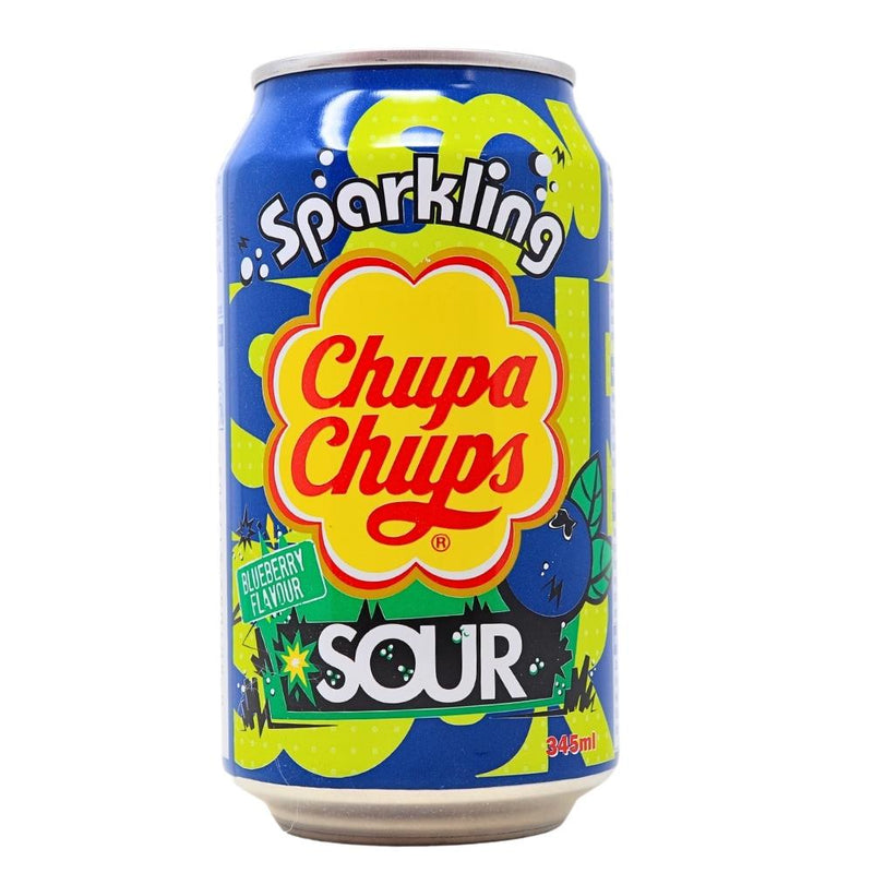 Chupa Chups Sparkling Sour Blueberry 345mL - 24 Pack
