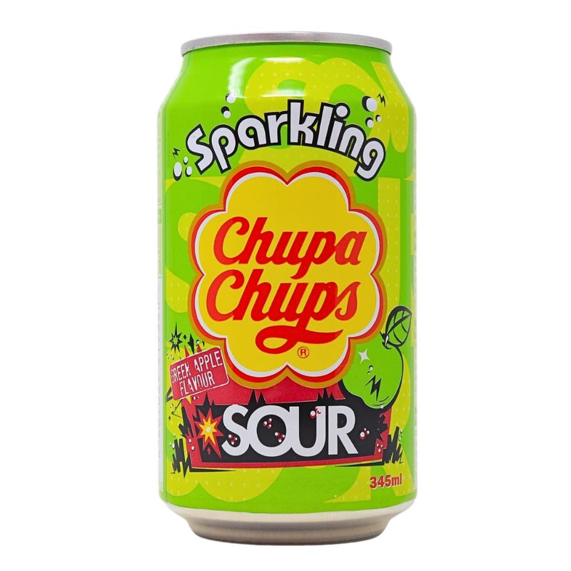 Chupa Chups Sparkling Sour Green Apple 345mL - 24 Pack