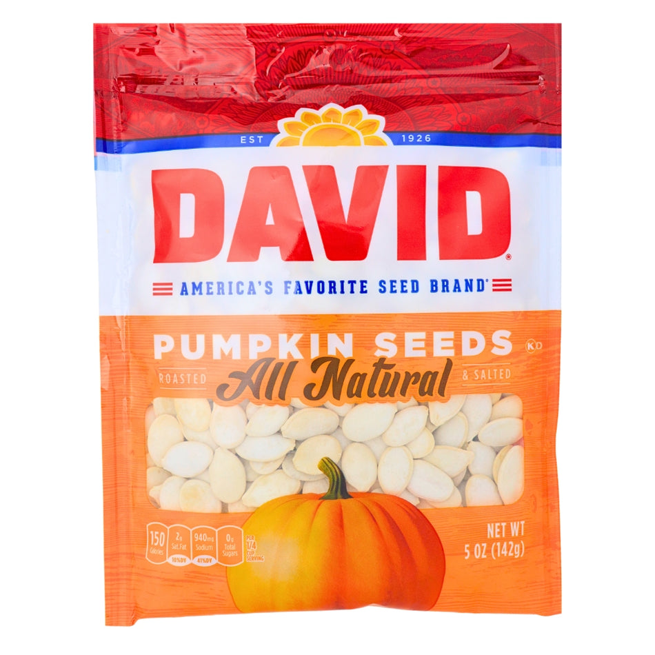 DAVID All Natural Pumpkin Seeds 5 oz - 12 Pack