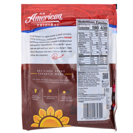 David BAR B Q Jumbo Sunflower Seeds - 12 Pack Nutrition Facts Ingredients