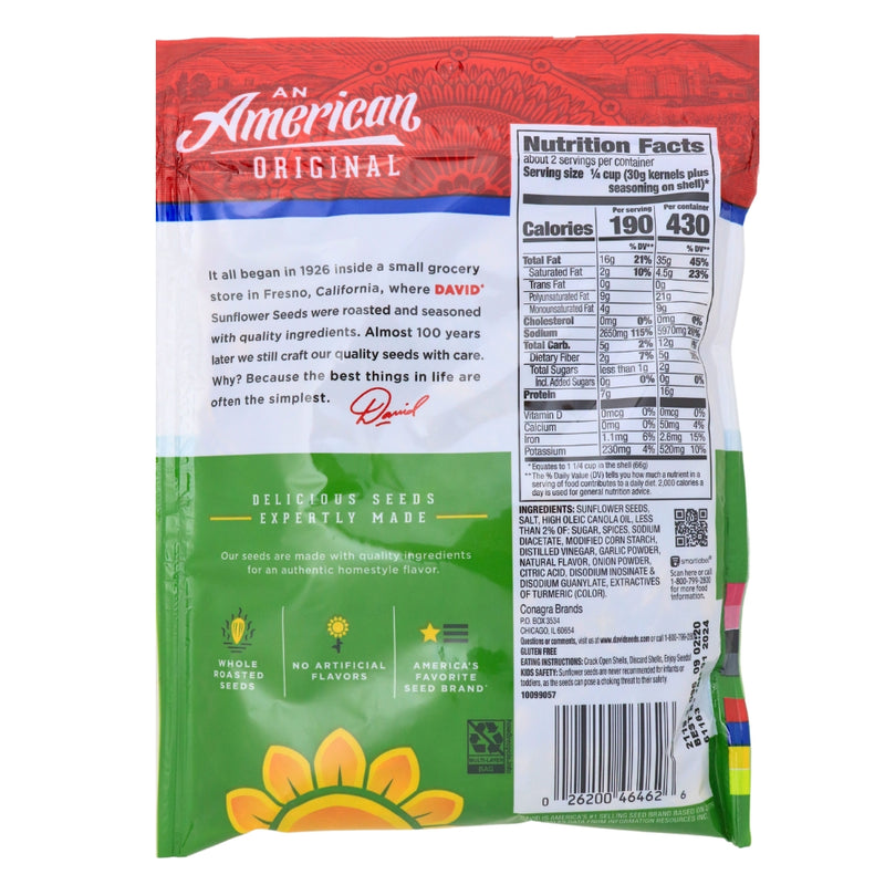 David Dill Pickle Jumbo Sunflower Seeds - 12 Pack Nutrition Facts Ingredients