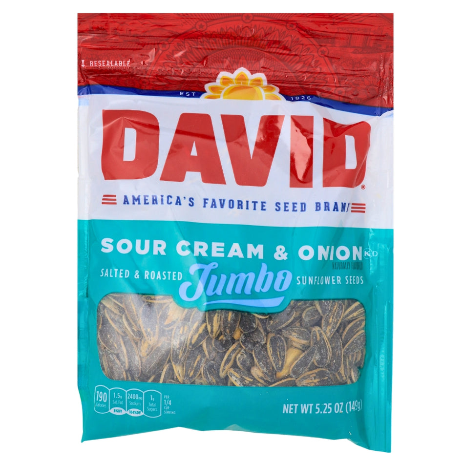 David Sour Cream & Onion Jumbo Sunflower Seeds - 12 Pack