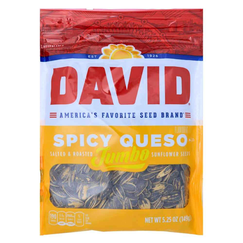 David Spicy Queso Jumbo Sunflower Seeds - 12 Pack