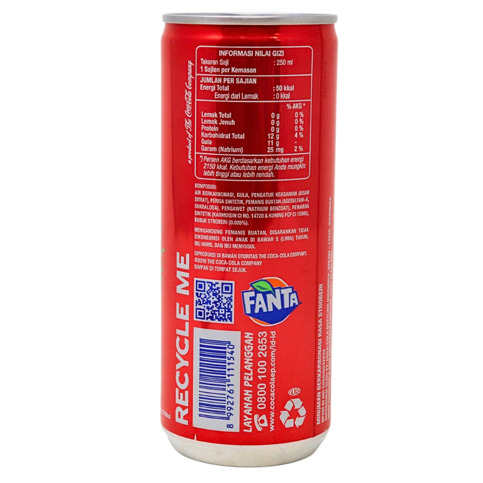 Fanta Strawberry (Indonesia) 250mL - 24 Pack Nutrition Facts Ingredients