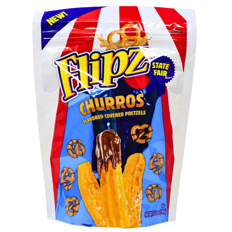 Flipz State Fair Churros Pretzels 6.5oz 8 Pack - American Snacks
