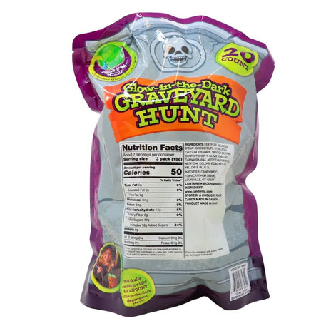 Glow in the Dark Halloween Graveyard Hunt 20ct 100g - 1 Pack Nutrition Facts Ingredients