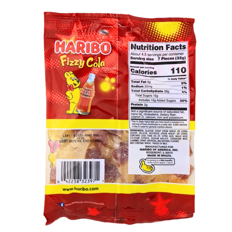 Haribo Fizzy Cola Gummi Candy - 12 Pack Nutrition Facts - Ingredients