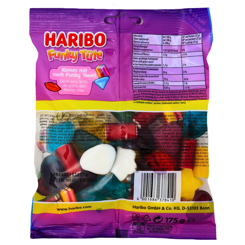 Haribo Funky Tote 175g - 12 Pack Nutrition Facts Ingredients
