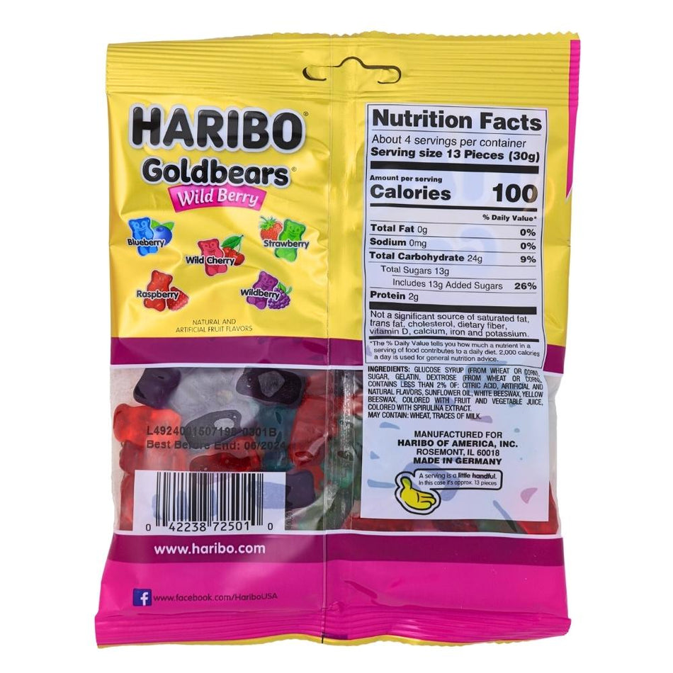 Haribo Wildberry 4oz - 24 Pack Nutrition Facts Ingredients - Gummies - Gummy Candy - Gummy Bears - Haribo Candy - Candy Store