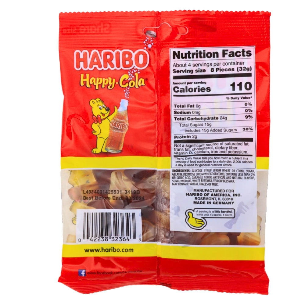 Haribo Happy Cola Gummi Candy - 12 Pack Nutrition Facts - Ingredients