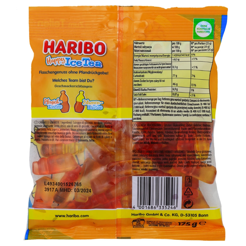 Haribo Happy Ice Tea 175g - 32 Pack Nutrition Facts Ingredients