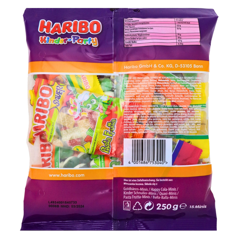 Haribo Kinder Party Minis 250g - 16 Pack Nutrition Facts Ingredients