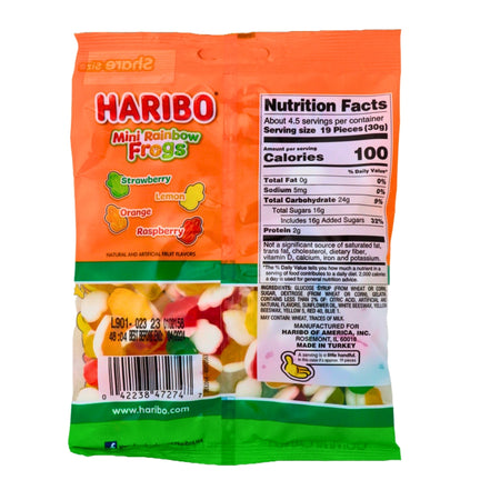 Haribo Mini Rainbow Frogs Gummi Candy - 12 Pack Nutrition Facts - Ingredients