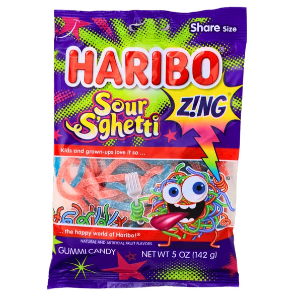 Haribo Sour S'ghetti Gummi Candy - 12 Pack