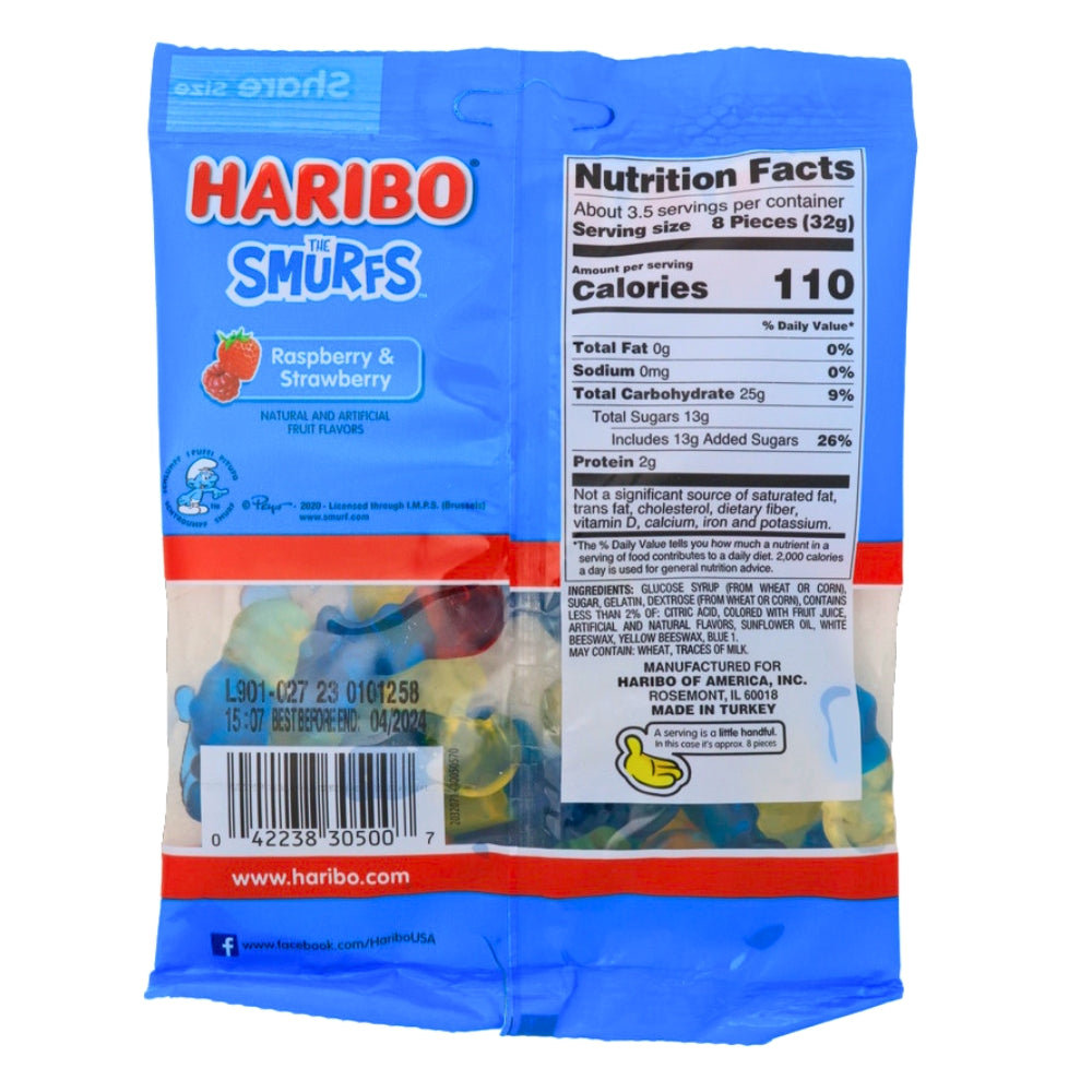 Haribo The Smurfs Gummi Candy - 12 Pack Nutrition Facts - Ingredients