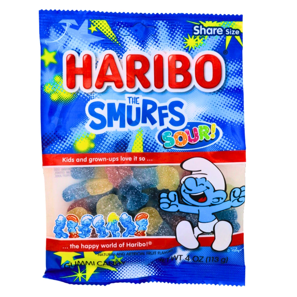 Haribo The Smurfs Sour Gummi Candy - 12 Pack
