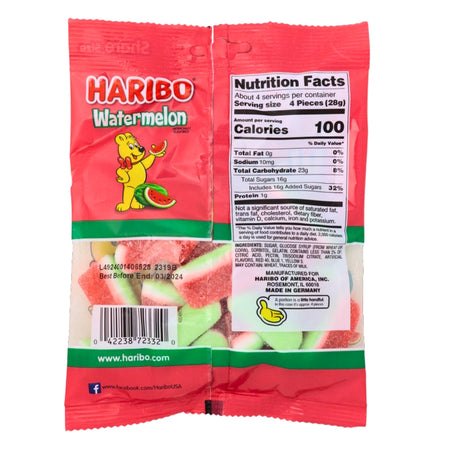 Haribo Watermelon Gummi Candy - 12 Pack Nutrition Facts - Ingredients