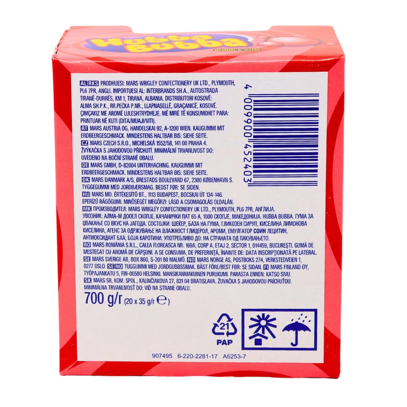 Hubba Bubba Strawberry 35g - 30 Pack Nutrition Facts Ingredients