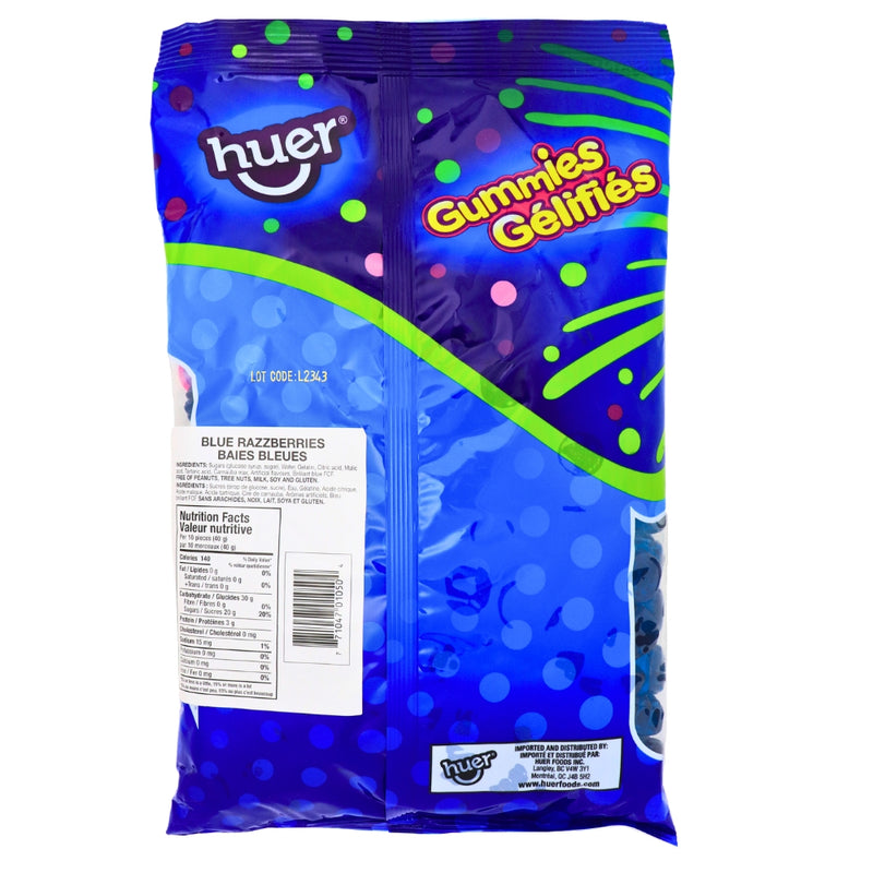 Huer Blue Razzberries Gummies 1 kg - 1 Bag Nutrition Facts Ingredients