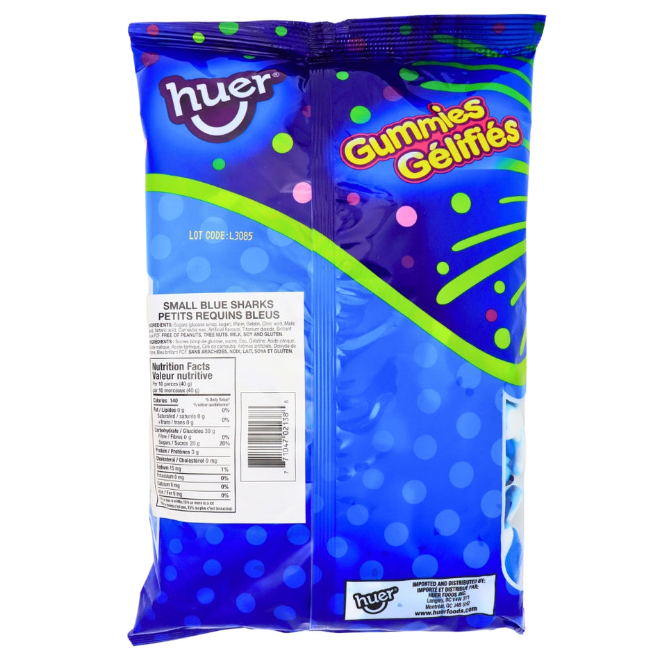 Huer Blue Sharks Gummy Candy 1 kg - 1 Bag Nutrition Facts Ingredients