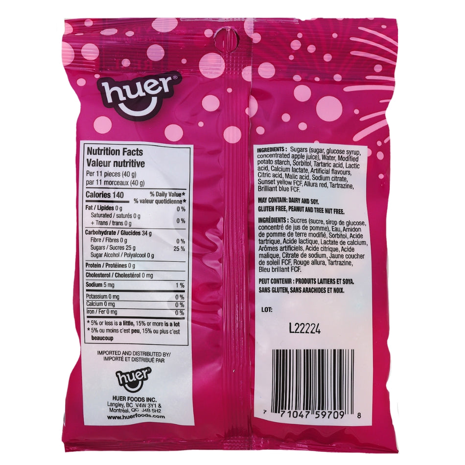 Huer Sour Brats 120g- 24 Pack Nutrition Facts Ingredients