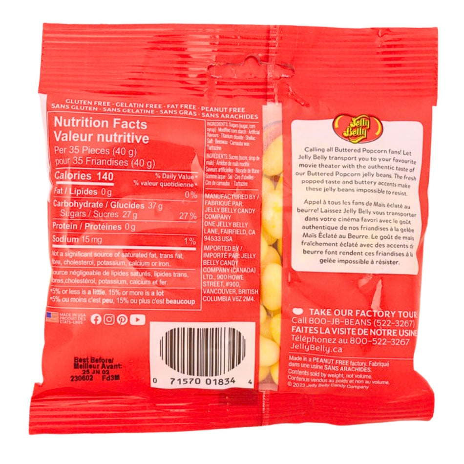 Jelly Belly Buttered Popcorn 100g - 12 Pack Nutrition Facts Ingredients - Jelly Belly - Jelly Beans - Candy Store - Wholesale Candy