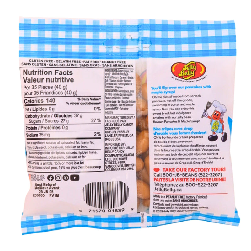 Jelly Belly Pancakes and Maple Syrup 100g - 12 Pack Nutrition Facts Ingredients