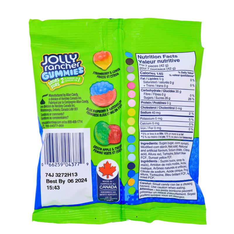 Jolly Rancher Gummies Sours 2in1 182g - 10 Pack  Nutrition Facts- Ingredients