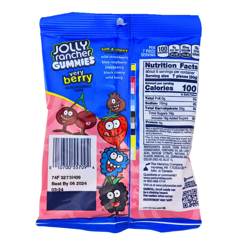Jolly Rancher Gummies Very Berry 6.5oz - 12 Pack Nutrition Facts - Ingredients