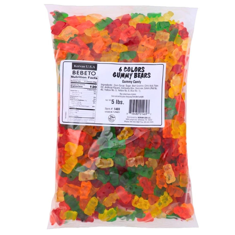 Kervan Gummi Bears Bulk Candy 5lbs - 1 Bag Nutrition Facts - Ingredients
