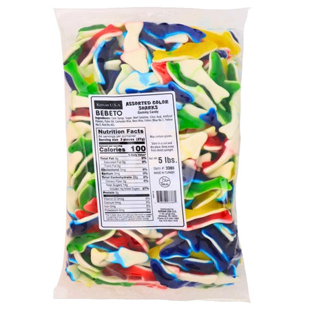 Kervan Sharks Assorted Gummy Candy 5 lbs 1 Bag Nutrition Facts - Ingredients