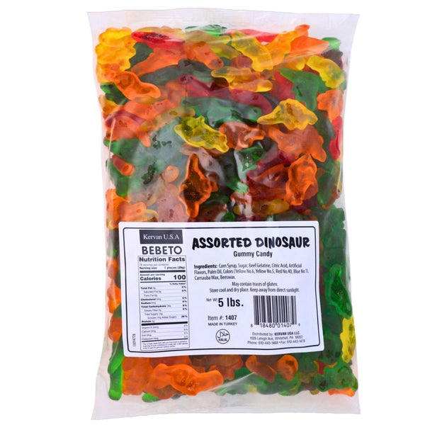 Kervan Assorted Dinosaurs Gummy Candy 5 lbs - 1 Bag Nutrition Facts - Ingredients