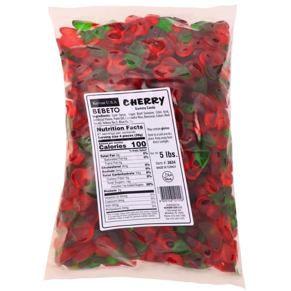 Kervan Cherry Gummy Candy 5lbs - 1 Bag Halal Candy Nutrition Facts - Ingredients