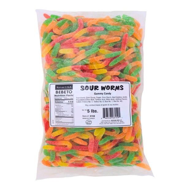 Kervan Sour Gummi Worms Bulk Candy-Halal Candies Nutrition Facts - Ingredients