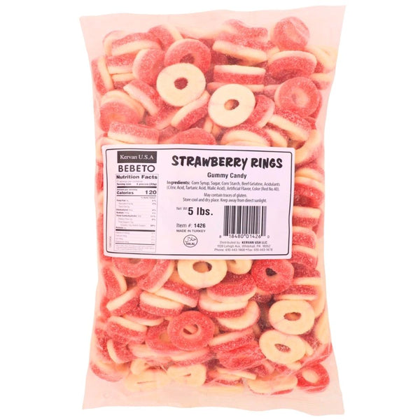 Kervan Gummi Strawberry Rings Bulk Candy-Halal Candies Nutrition Facts - Ingredients