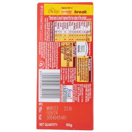 Kit Kat Dessert Delight Divine Choco Pudding (India) 50g-12 Pack Nutrition Facts Ingredients