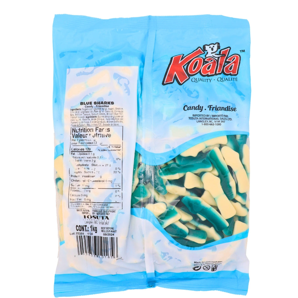 Koala Blue Sharks Candies 1 kg - 1 Bag Nutrition Facts Ingredients