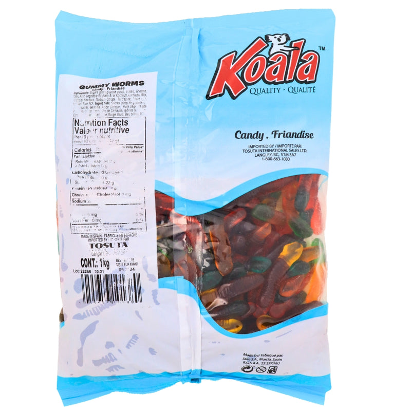 Koala Gummy Worms Candies 1 kg - 1 Bag Nutrient facts - Ingredients 