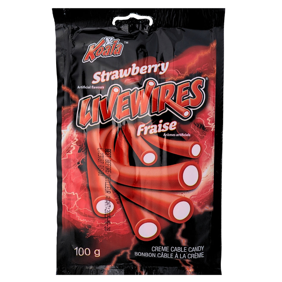 Koala Livewires Strawberry Cream Cables Candy 100g - 18 Pack