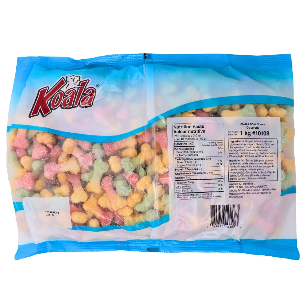 Koala Sour Bones Gummy Candies-1 kg | Bulk Candy at Wholesale Prices Nutrient Facts - Ingredients 