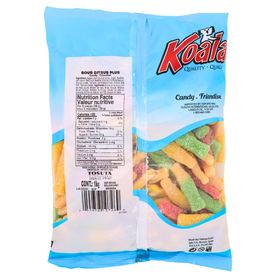 Koala Sour Citrus Gummy Candies-1 kg | Bulk Candy at Wholesale Prices! Nutrient Facts - Ingredients